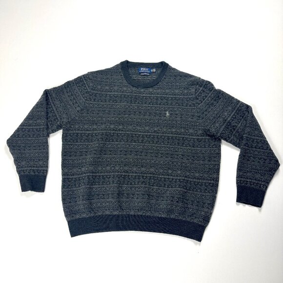 Polo Ralph Lauren Mens Fair Isle Merino Wool Crewneck Sweater Gray Sz XXL